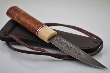 Якутский нож малый "БЫHЫЧЧА" кованая ХВ-5. Рукоять стабилизированная карельская береза.